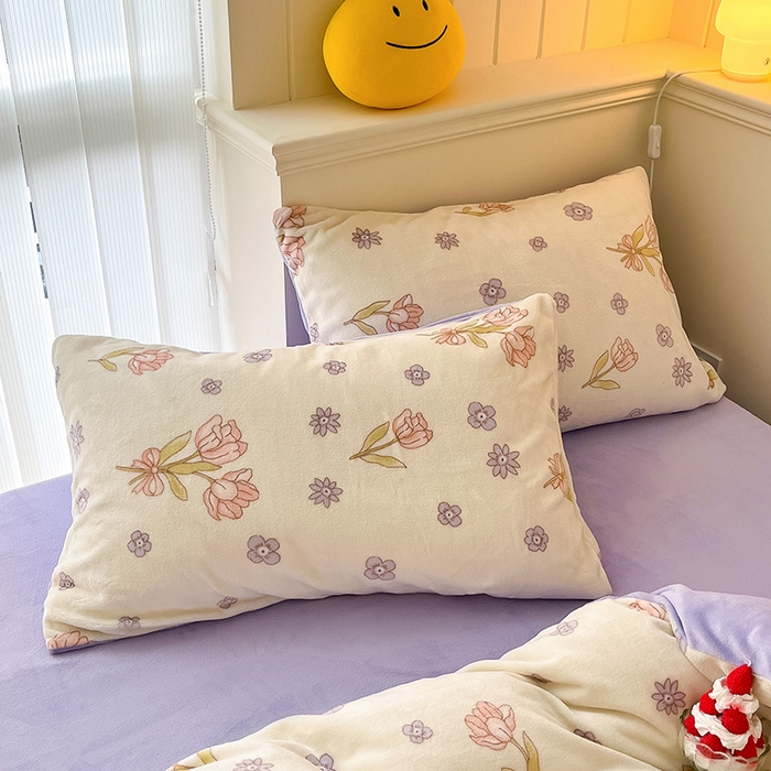 91家纺网 家纺一手货源 找家纺 桃子 2023新款ins小清新韩系卡通少女心奶油兔子加厚牛奶绒系列四件套-第一批 绒-花颂