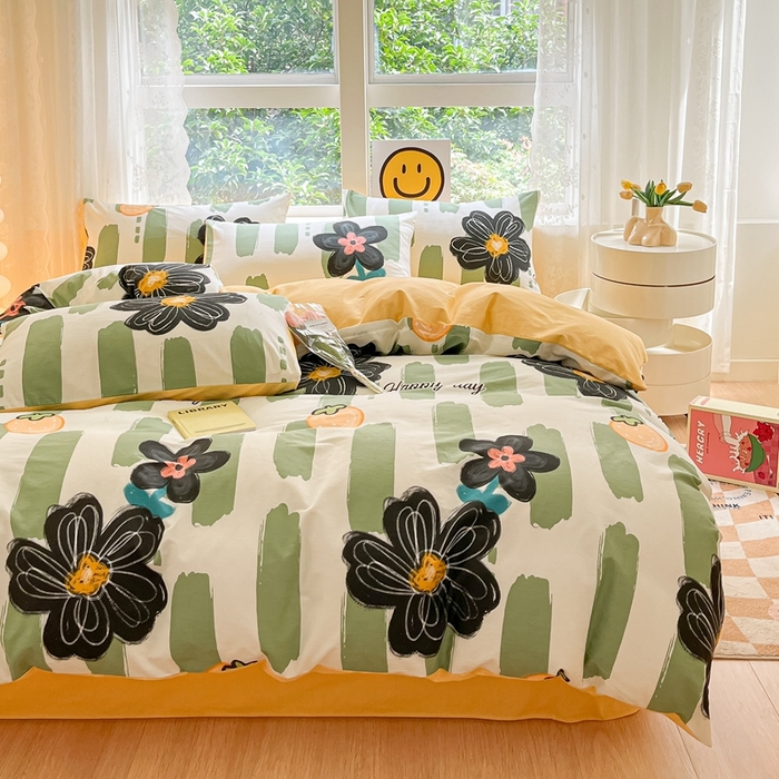 91家纺网 家纺一手货源 找家纺 集布 2023新款12868全棉喷气印花单被套 幸运花