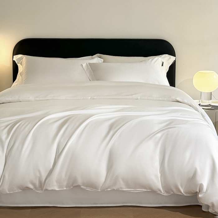 91家纺网 家纺一手货源 找家纺 618家纺 2023新款50S100支长绒棉全棉纯棉纯色四件套 纯色本白