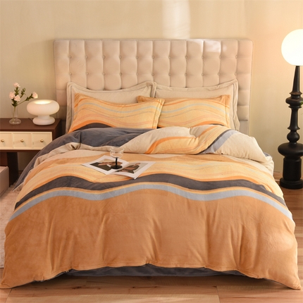 91家纺网 家纺一手货源 找家纺 （总）暖洋 2023新款A类母婴加厚印花牛奶绒臻棉绒四件套场景二