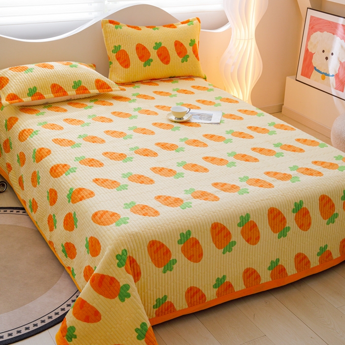 91家纺网 家纺一手货源 找家纺 青竹苑 2023新款直角款牛奶绒床盖夹棉保暖沙发垫榻榻米垫炕垫 小萝卜