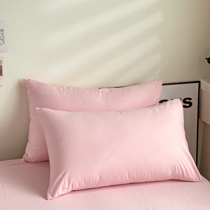91家纺网 家纺一手货源 找家纺 六巷胡同 2023新款32支全棉纯色水洗棉单枕套 樱花粉