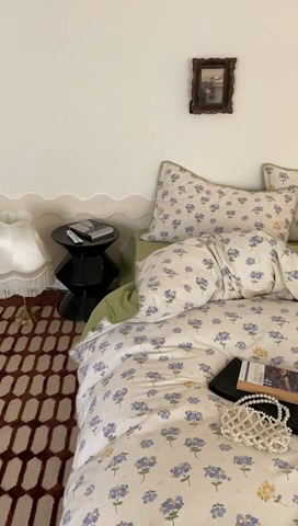 91家纺网 家纺一手货源 找家纺 旷野 2023秋冬磨毛碎花四件套 蓝铃