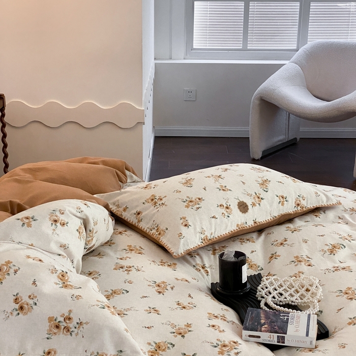 91家纺网 家纺一手货源 找家纺 旷野 2023秋冬磨毛碎花四件套 山枫桔