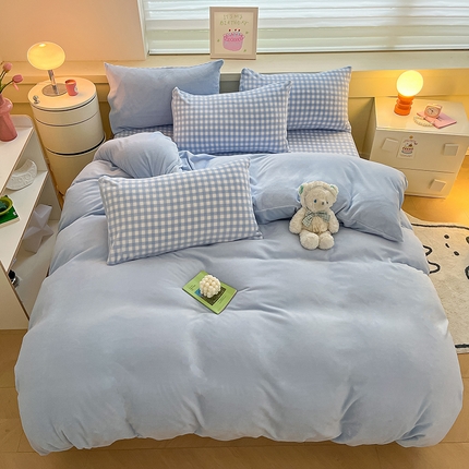 91家纺网 家纺一手货源 找家纺 （总）三朵家纺 2023新款牛奶绒混搭系列四件套