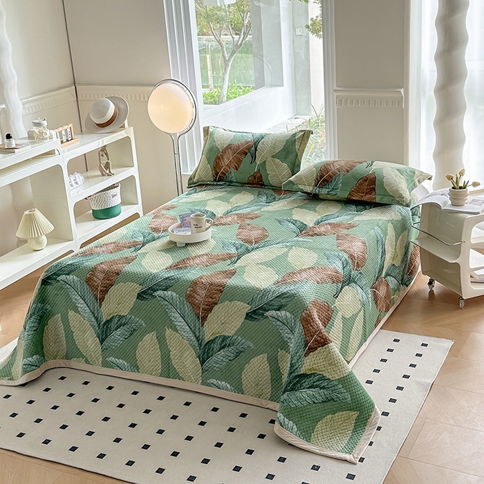 91家纺网 家纺一手货源 找家纺 胜权 2024款高克重牛奶绒夹棉单床盖单件保暖床盖三件套 莫奈