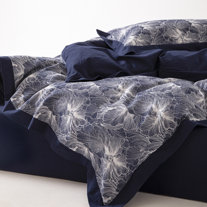 91家纺网 家纺一手货源 找家纺 （总）安莱生活 2023新款花海系列色织双层纱工艺款宽边高奢四件套