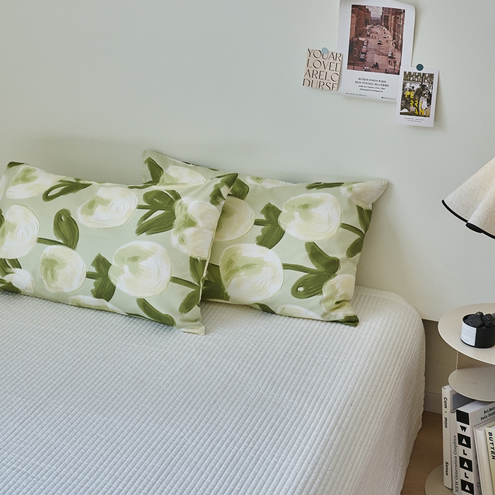 91家纺网 家纺一手货源 找家纺 窝米2023新品13370全棉印花单品系列枕套 梨涡绿枕套