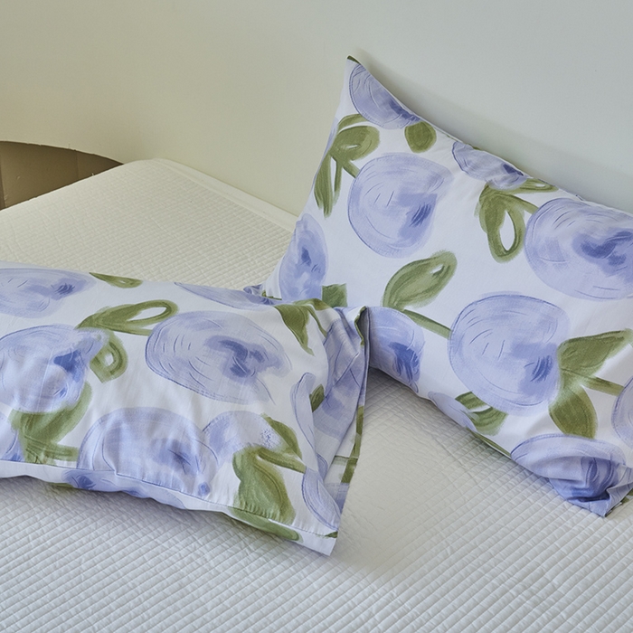 91家纺网 家纺一手货源 找家纺 窝米2023新品13370全棉印花单品系列枕套 梨涡紫枕套