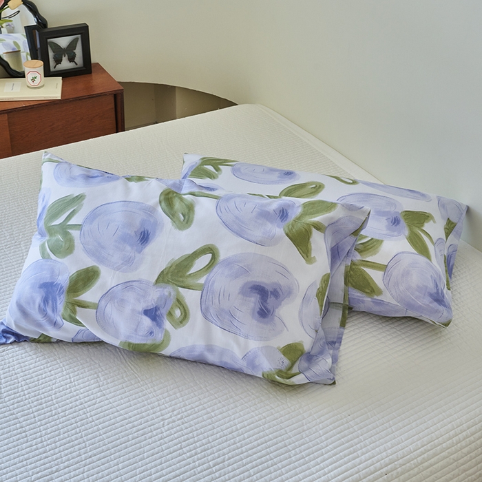 91家纺网 家纺一手货源 找家纺 窝米2023新品13370全棉印花单品系列枕套 梨涡紫枕套