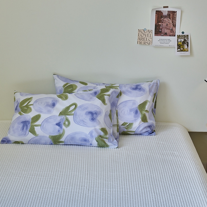 91家纺网 家纺一手货源 找家纺 窝米2023新品13370全棉印花单品系列枕套 梨涡紫枕套