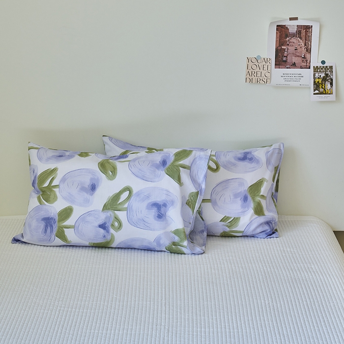 91家纺网 家纺一手货源 找家纺 窝米2023新品13370全棉印花单品系列枕套 梨涡紫枕套