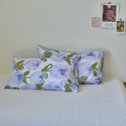 窝米2023新品13370全棉印花单品系列枕套 梨涡紫枕套