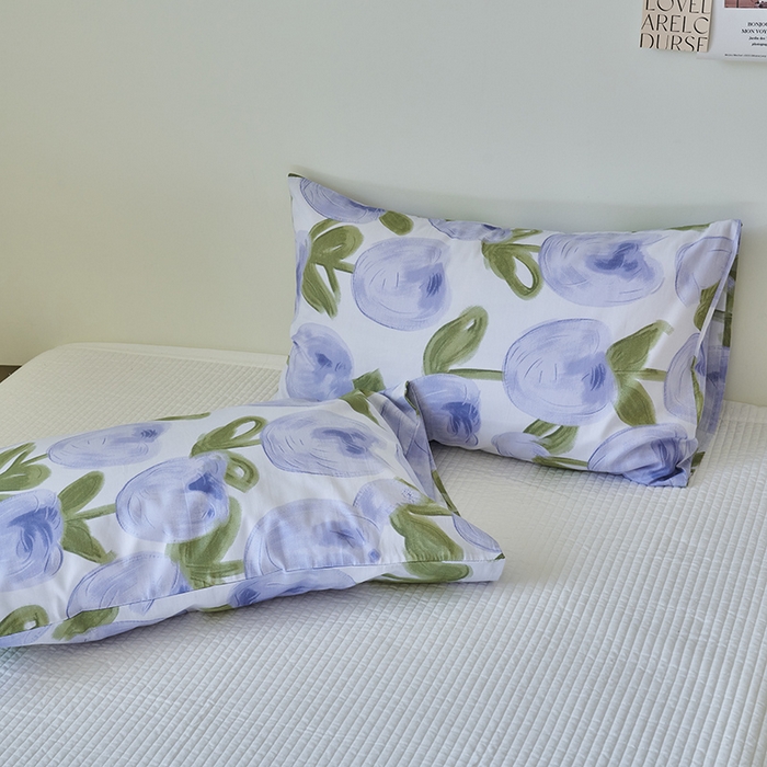 91家纺网 家纺一手货源 找家纺 窝米2023新品13370全棉印花单品系列枕套 梨涡紫枕套