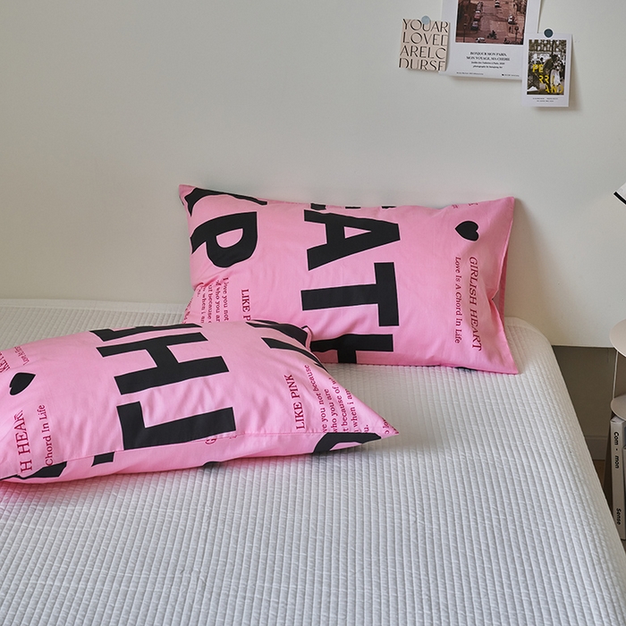 91家纺网 家纺一手货源 找家纺 窝米2023新品13370全棉印花单品系列枕套 练习粉枕套