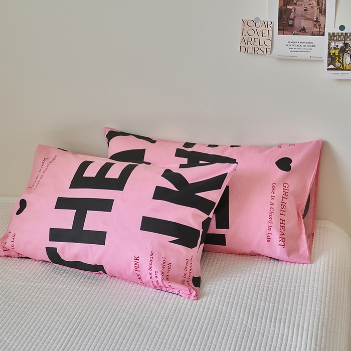 91家纺网 家纺一手货源 找家纺 窝米2023新品13370全棉印花单品系列枕套 练习粉枕套