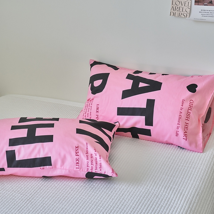 91家纺网 家纺一手货源 找家纺 窝米2023新品13370全棉印花单品系列枕套 练习粉枕套