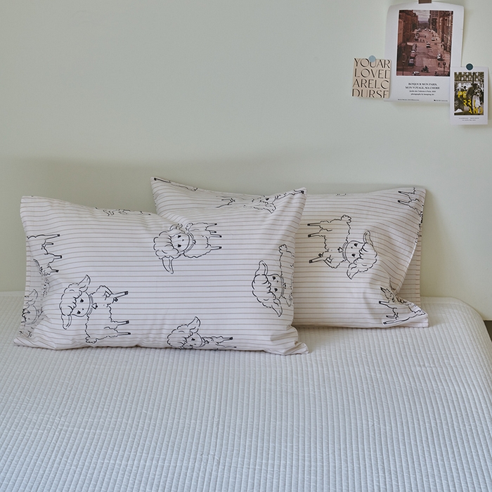 91家纺网 家纺一手货源 找家纺 窝米2023新品13370全棉印花单品系列枕套 羊咩咩枕套