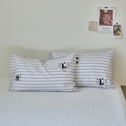 窝米2023新品13370全棉印花单品系列枕套 熊猫枕套