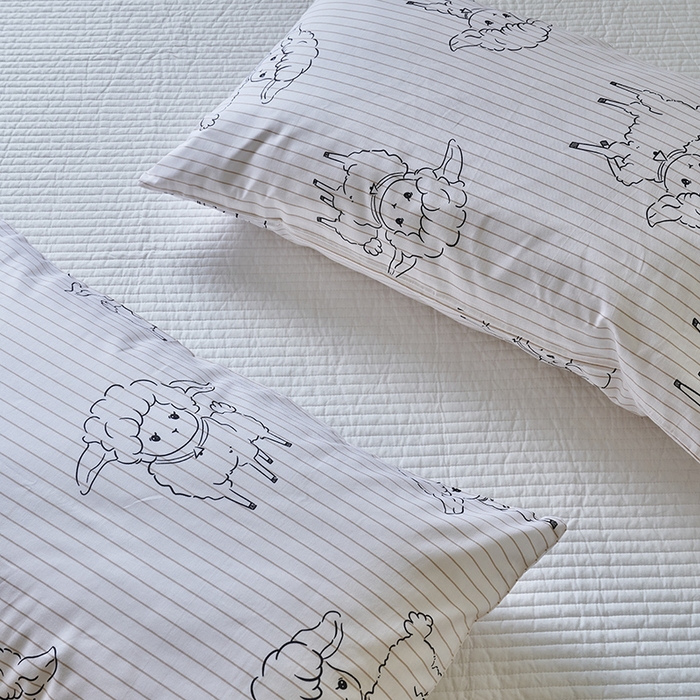 91家纺网 家纺一手货源 找家纺 窝米2023新品13370全棉印花单品系列枕套 羊咩咩枕套