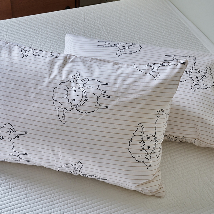 91家纺网 家纺一手货源 找家纺 窝米2023新品13370全棉印花单品系列枕套 羊咩咩枕套