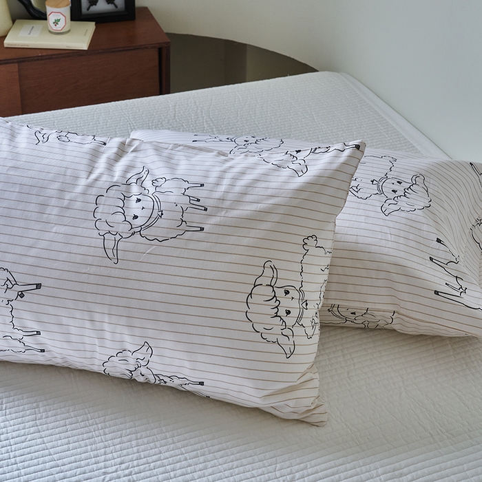 91家纺网 家纺一手货源 找家纺 窝米2023新品13370全棉印花单品系列枕套 羊咩咩枕套