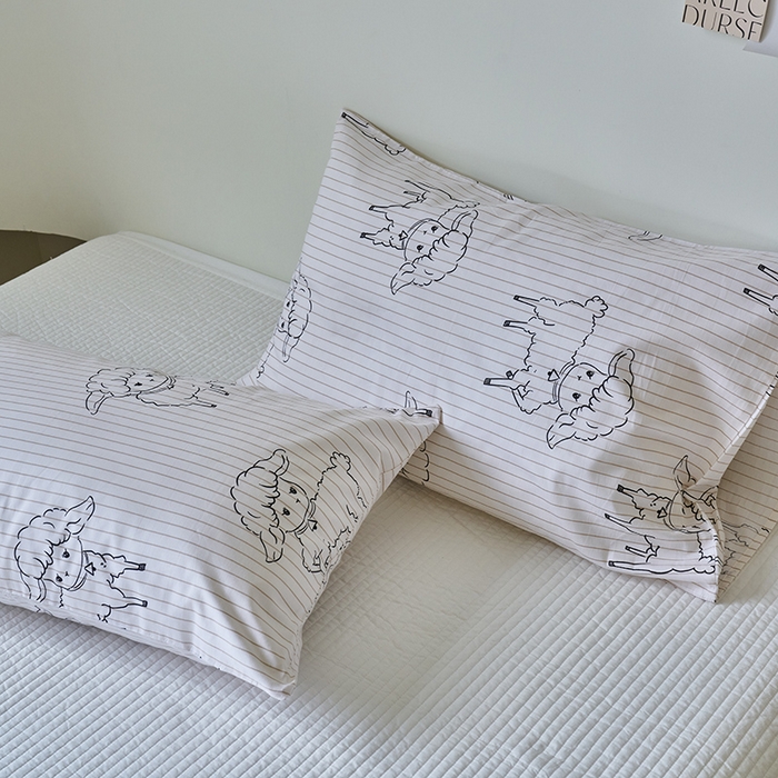 91家纺网 家纺一手货源 找家纺 窝米2023新品13370全棉印花单品系列枕套 羊咩咩枕套