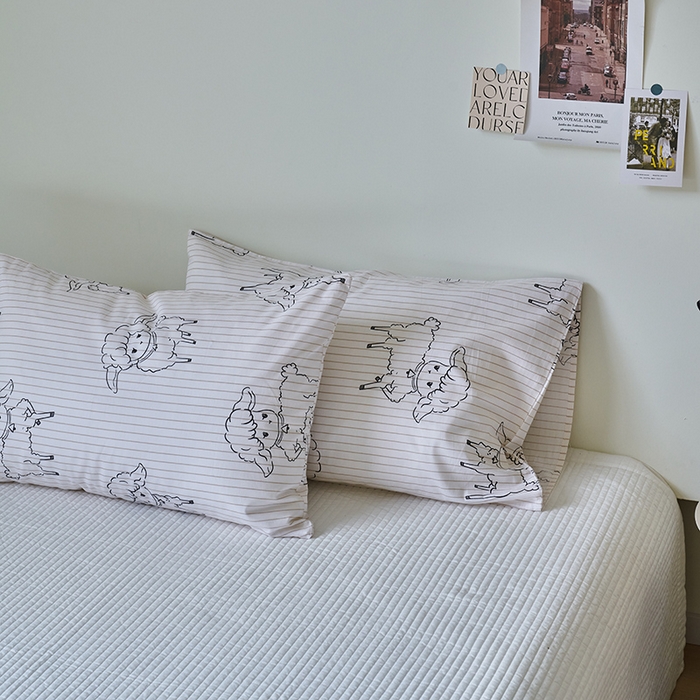 91家纺网 家纺一手货源 找家纺 窝米2023新品13370全棉印花单品系列枕套 羊咩咩枕套