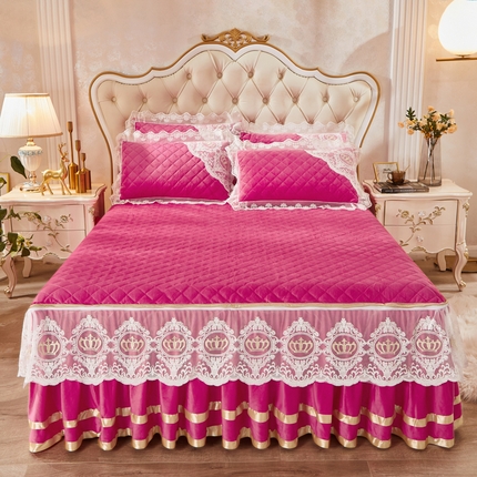 91家纺网 家纺一手货源 找家纺 （总）恋尚 2023新款可脱卸水晶绒夹棉床裙卡雯系列