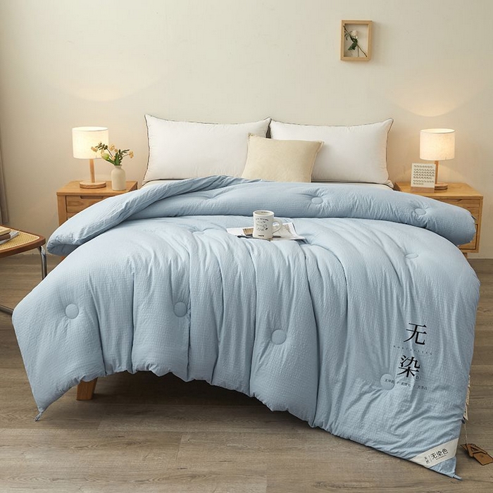 91家纺网 家纺一手货源 找家纺 创优2025新款无染被子被芯春秋被冬被直播批发 华夫格系列-蓝色