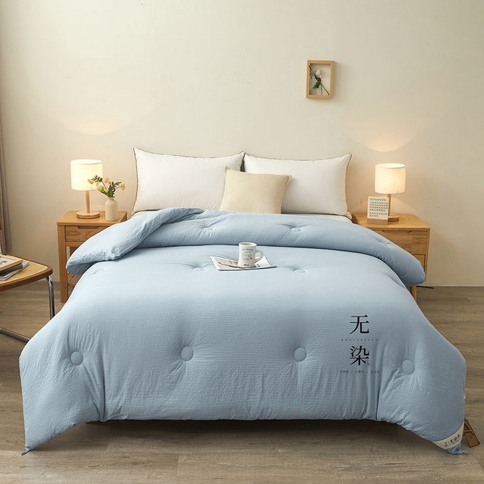 91家纺网 家纺一手货源 找家纺 创优2025新款无染被子被芯春秋被冬被直播批发 华夫格系列-蓝色
