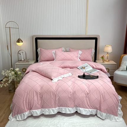 91家纺网 家纺一手货源 找家纺 （总）子钦家纺 2023新款法式手工打格公主风花边四件套风格二