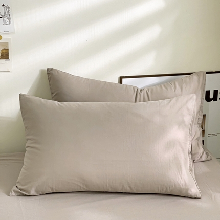 91家纺网 家纺一手货源 找家纺 六巷胡同 2023新款32支全棉纯色水洗棉单枕套 迷雾灰