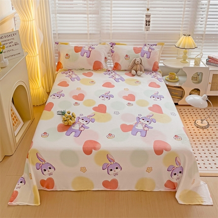 名兮家居 2023新款高克重牛奶绒床单 魔法兔