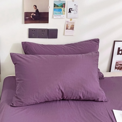 91家纺网 家纺一手货源 找家纺 六巷胡同 2023新款32支全棉纯色水洗棉单枕套 酱灰紫