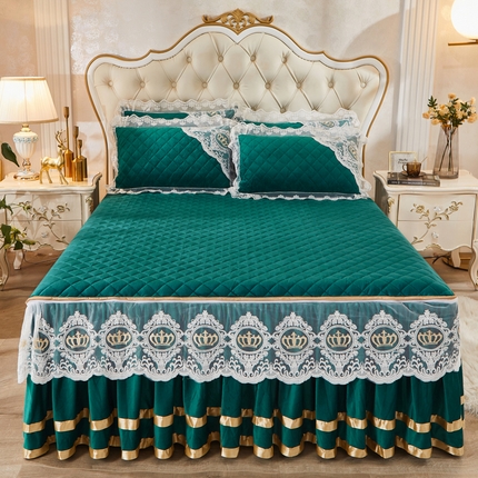 91家纺网 家纺一手货源 找家纺 （总）恋尚 2023新款可脱卸水晶绒夹棉床裙卡雯系列