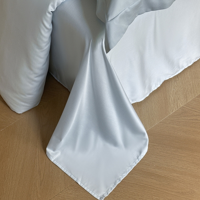 91家纺网 家纺一手货源 找家纺 618家纺 2023新款50S100支长绒棉全棉纯棉纯色四件套 纯色冰蓝