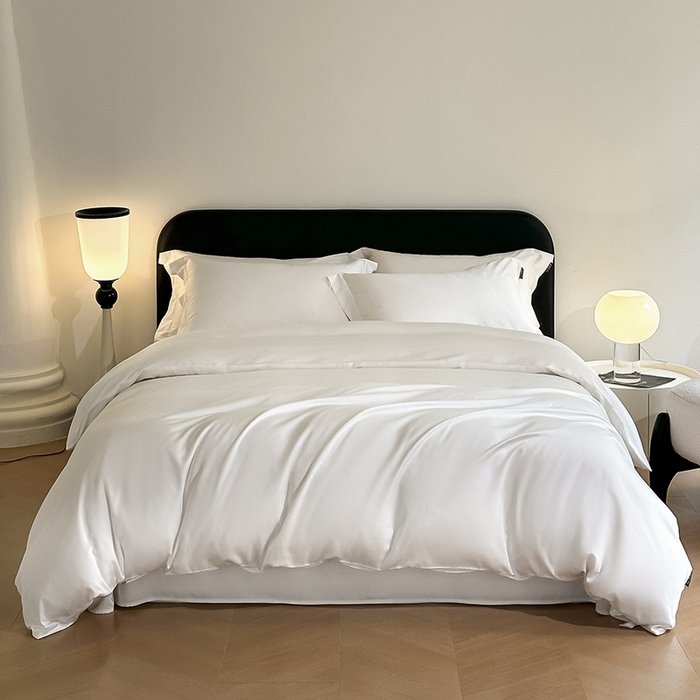 91家纺网 家纺一手货源 找家纺 618家纺 2023新款50S100支长绒棉全棉纯棉纯色四件套 纯色本白