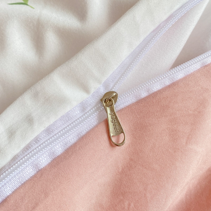 91家纺网 家纺一手货源 找家纺 雅阁尔 2023新款直播爆款母婴级水洗棉双层纱四件套小碎花被套床笠款三件套 郁金香-粉