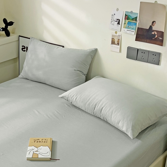 91家纺网 家纺一手货源 找家纺 六巷胡同 2023新款32支全棉纯色水洗棉单枕套 奶奶灰