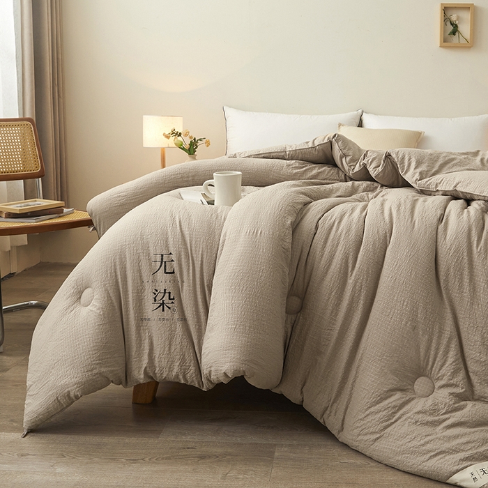 91家纺网 家纺一手货源 找家纺 创优2025新款无染被子被芯春秋被冬被直播批发 华夫格系列-卡其
