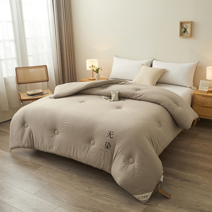 91家纺网 家纺一手货源 找家纺 创优2025新款无染被子被芯春秋被冬被直播批发 华夫格系列-卡其