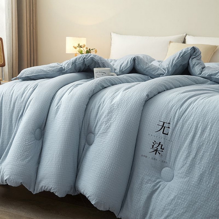 91家纺网 家纺一手货源 找家纺 创优2025新款无染被子被芯春秋被冬被直播批发 华夫格系列-蓝色