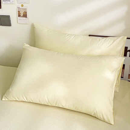 91家纺网 家纺一手货源 找家纺 六巷胡同 2023新款32支全棉纯色水洗棉单枕套 米粿黄