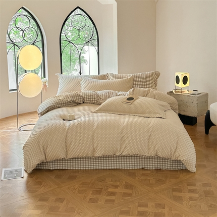 91家纺网 家纺一手货源 找家纺 （总）换种生活 新款水洗色织全棉四件套