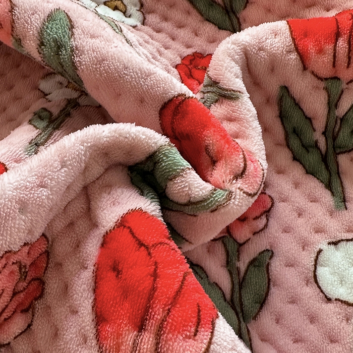 91家纺网 家纺一手货源 找家纺 胜权 2024款高克重牛奶绒夹棉单床盖单件保暖床盖三件套 玫瑰乐园