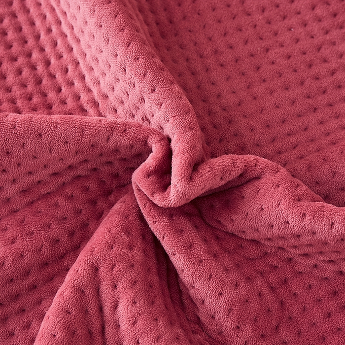 91家纺网 家纺一手货源 找家纺 胜权 2024款高克重牛奶绒夹棉单床盖单件保暖床盖三件套 莲红