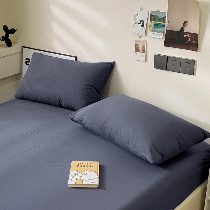 91家纺网 家纺一手货源 找家纺 六巷胡同 2023新款32支全棉纯色水洗棉单枕套 藏青蓝