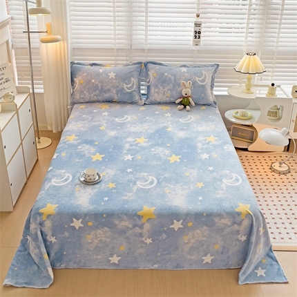 名兮家居 2023新款高克重牛奶绒床单 满天星
