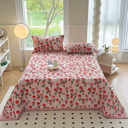 胜权 2024款高克重牛奶绒夹棉单床盖单件保暖床盖三件套 玫瑰乐园